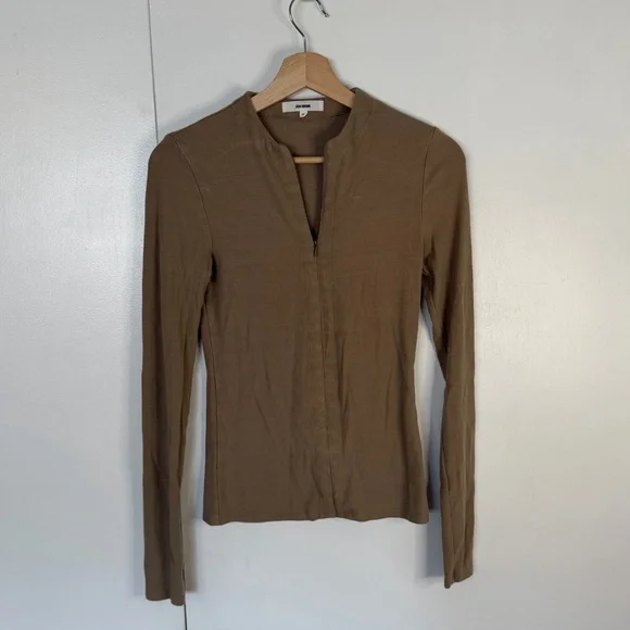 NUDE joah brown invisible zip long sleeve top